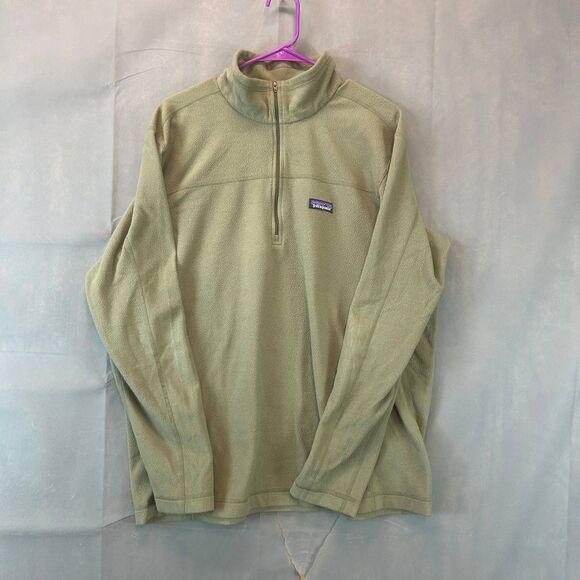 Patagonia Micro D Pullover Sweater Men's Size XL Olive Green Logo 1/4 Zip - Picture 1 of 7